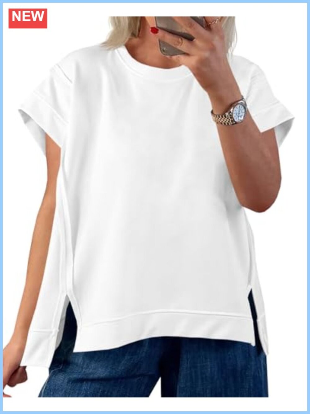 Women's Oversized Cap Sleeve Side Slit T-Shirt